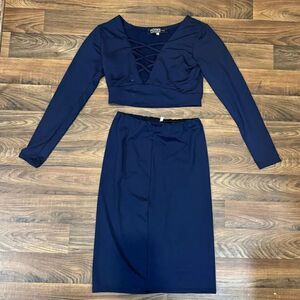 Yoins Blue 2 Piece Skort Set